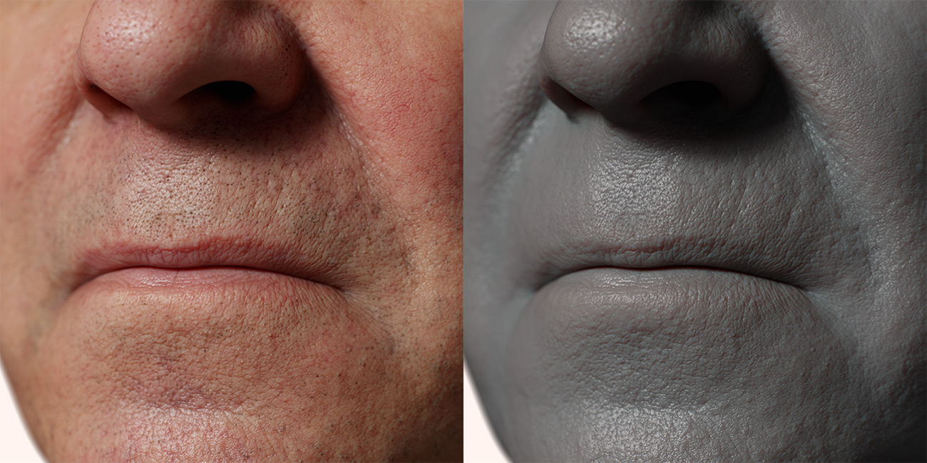 Male head scan skin pore details 